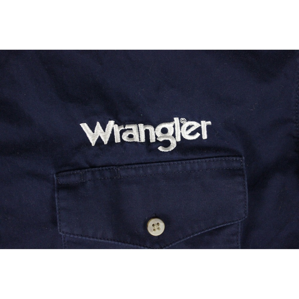 Wrangler Spell Out Logo Shirt Mens LT Blue Rodeo Western Sleeve Hit - Picture 3 of 8
